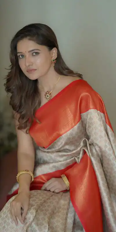 KPR 220 Off White Soft Lichi Silk Saree Perfect for Wedding, Party, Reception, Diwali, Ethnic Day – . Affordable Price ₹1449. Delivery 4-6 Working Days. | Sarees, Bollywood Sarees, Creative Sarees, Designer Sarees, Embroidered Sarees, Ethnic Saree, Modern Digital sarees, Party Wear Sarees