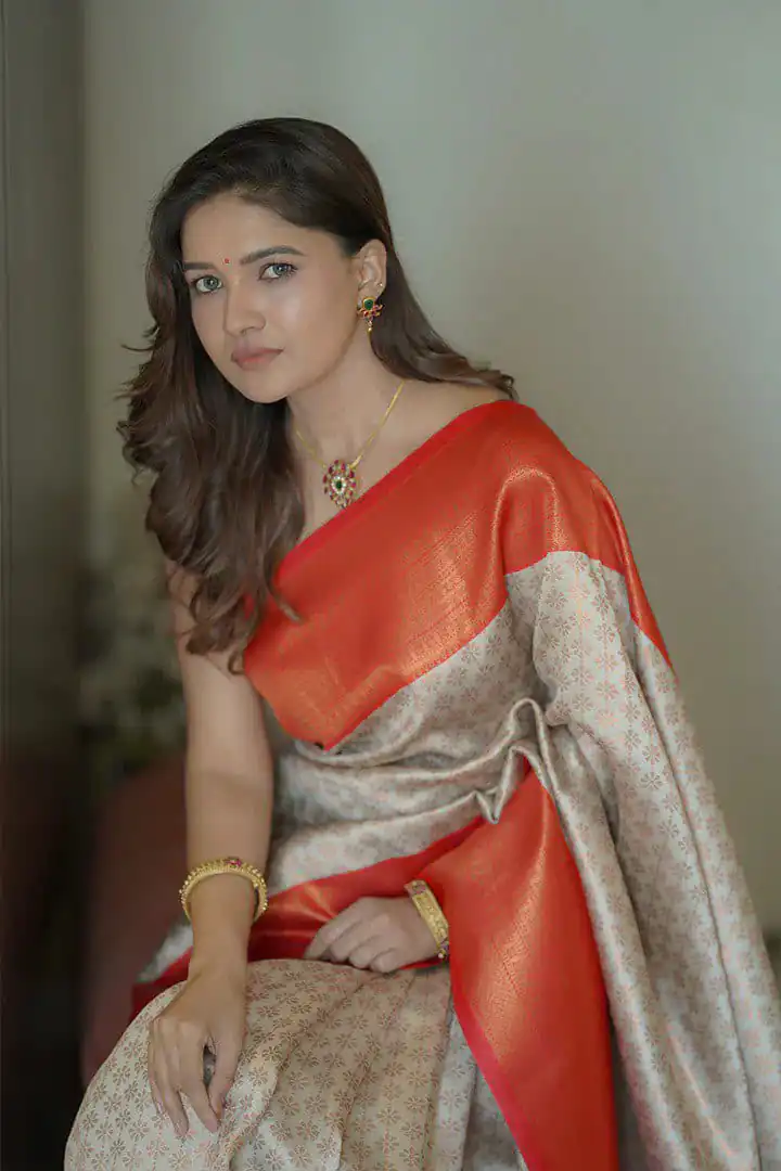 KPR 220 Off White Soft Lichi Silk Saree Perfect for Wedding, Party, Reception, Diwali, Ethnic Day – . Affordable Price ₹1449. Delivery 4-6 Working Days. | Sarees, Bollywood Sarees, Creative Sarees, Designer Sarees, Embroidered Sarees, Ethnic Saree, Modern Digital sarees, Party Wear Sarees