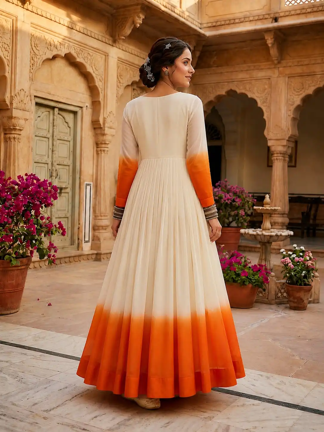 KA 1263 Orange |Star Georgette Gown with Thread Embroidery & Embroidery Work. Special Price ₹1669. Delivery 4-6 Working Days. Shop now. | Gowns, Bollywood Gowns, Creative Gowns, Designer Gowns, Embroidered Gowns, Party Wear Gowns