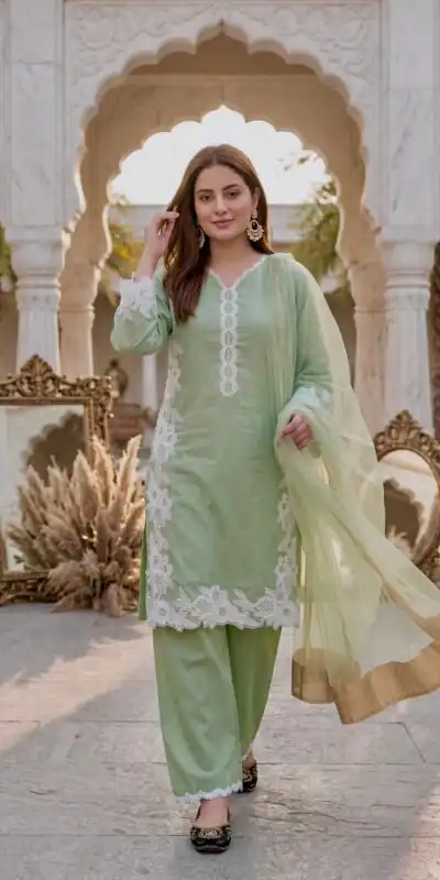 ST 213 Pista Color Natural Crep Salwar Suit with Embroidery Work. Wedding, Party, Festive, Best Price ₹1899. Delivery 4-6 Working Days. Shop now. | Jump Suits, Salwar suit, Designer Suits, Casual Suits, Creative suits, Palazzo Suits, Party Wear Suits, Patiala Suits, Straight Suits
