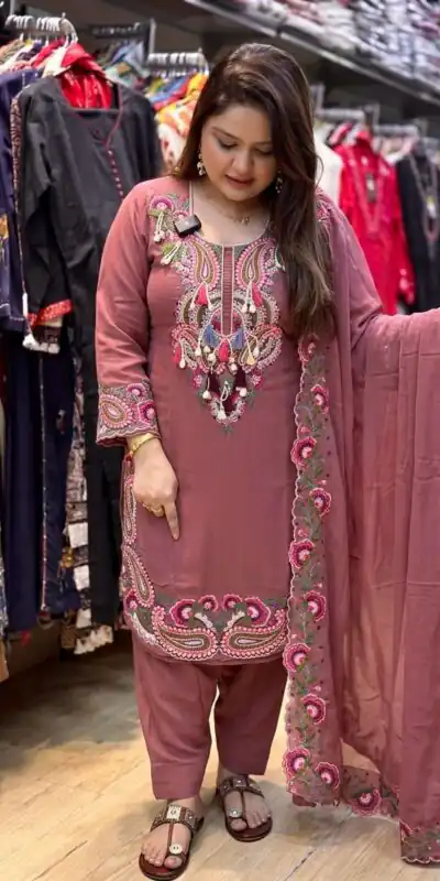 SRK 5348 Rust Color Georgette Mirror Embroidery Work Salwar Suit . Best Price ₹2399. Delivery 4-6 Working Days. Shop now. | Jump Suits, Salwar suit, Designer Suits, Casual Suits, Creative suits, Palazzo Suits, Party Wear Suits, Patiala Suits, Straight Suits