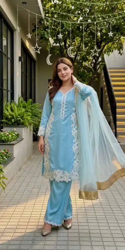 ST 213 Sky Blue Color Natural Crep Salwar Suit with Embroidery Work. Wedding, Party, Festive, Best Price ₹1899. Delivery 4-6 Working Days. Shop now. | Jump Suits, Salwar suit, Designer Suits, Casual Suits, Creative suits, Palazzo Suits, Party Wear Suits, Patiala Suits, Straight Suits