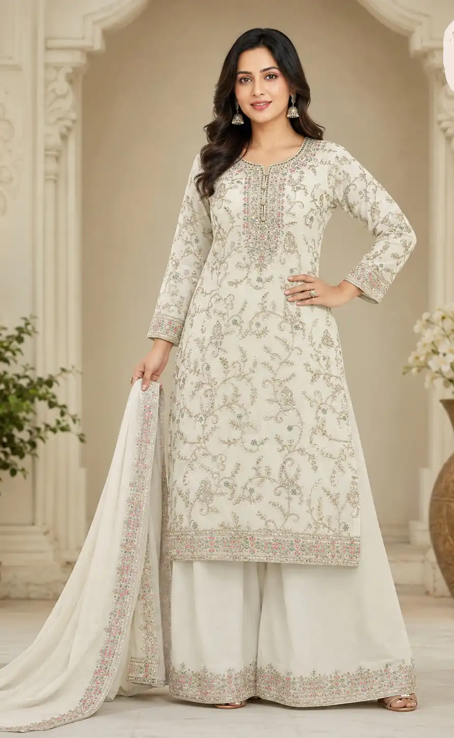 FC 1967 White Chinon Embroidery Work Salwar Suit Wedding, Party, Festive, Events,, Reception,, Price ₹3049. Delivery 4-6 Working Days. Shop now. | Jump Suits, Salwar suit, Designer Suits, Casual Suits, Creative suits, Palazzo Suits, Party Wear Suits, Patiala Suits, Straight Suits
