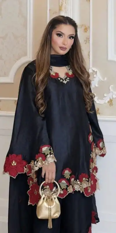 ZSR 3171 Black Color Roman Silk Salwar Suit with Embroidery Work. Available at ₹2449 only. Delivery 4-6 Working Days. Shop now. | Jump Suits, Salwar suit, Designer Suits, Casual Suits, Creative suits, Palazzo Suits, Party Wear Suits, Patiala Suits, Straight Suits