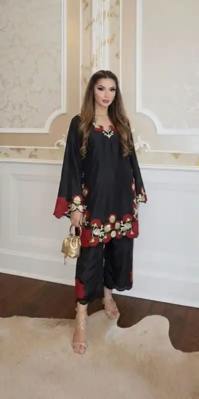 ZSR 3171 Black Color Roman Silk Salwar Suit with Embroidery Work. Available at ₹2449 only. Delivery 4-6 Working Days. Shop now. | Jump Suits, Salwar suit, Designer Suits, Casual Suits, Creative suits, Palazzo Suits, Party Wear Suits, Patiala Suits, Straight Suits
