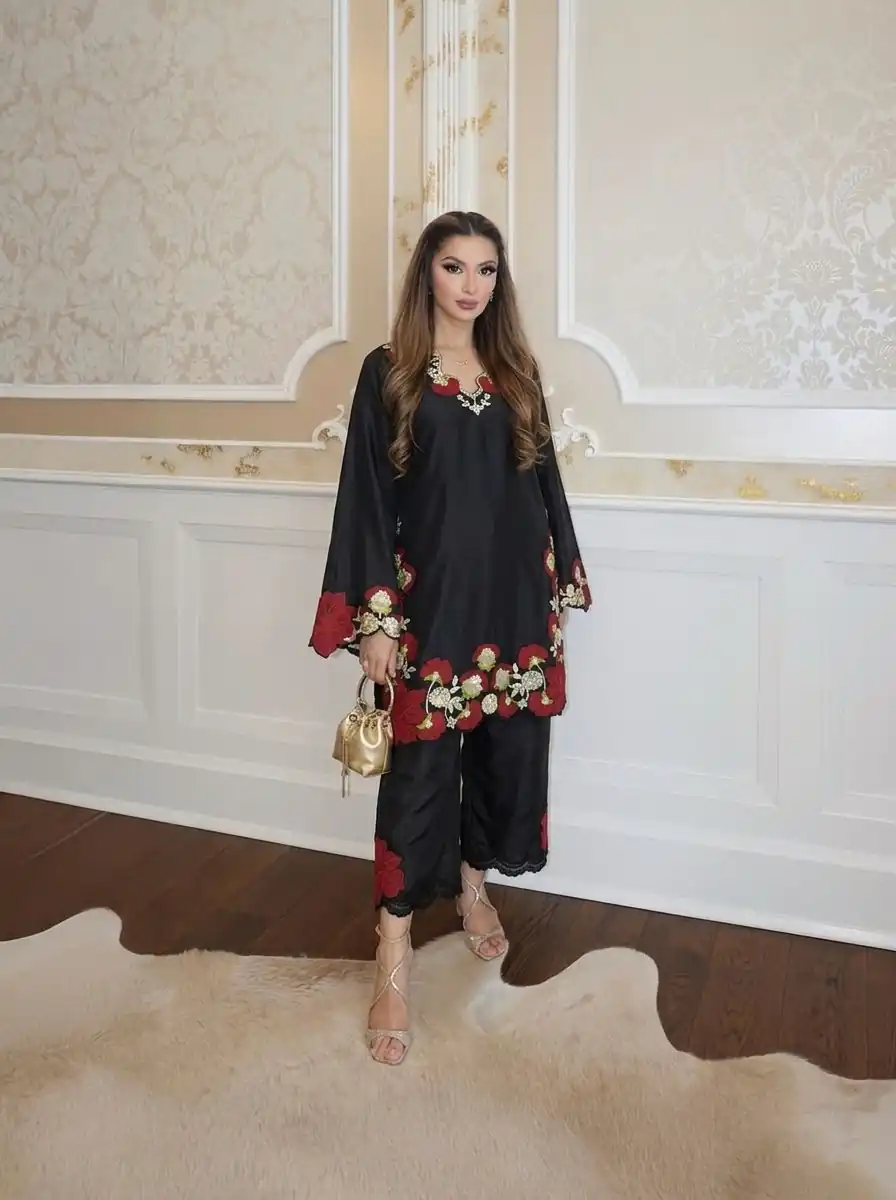 ZSR 3171 Black Color Roman Silk Salwar Suit with Embroidery Work. Available at ₹2449 only. Delivery 4-6 Working Days. Shop now. | Jump Suits, Salwar suit, Designer Suits, Casual Suits, Creative suits, Palazzo Suits, Party Wear Suits, Patiala Suits, Straight Suits