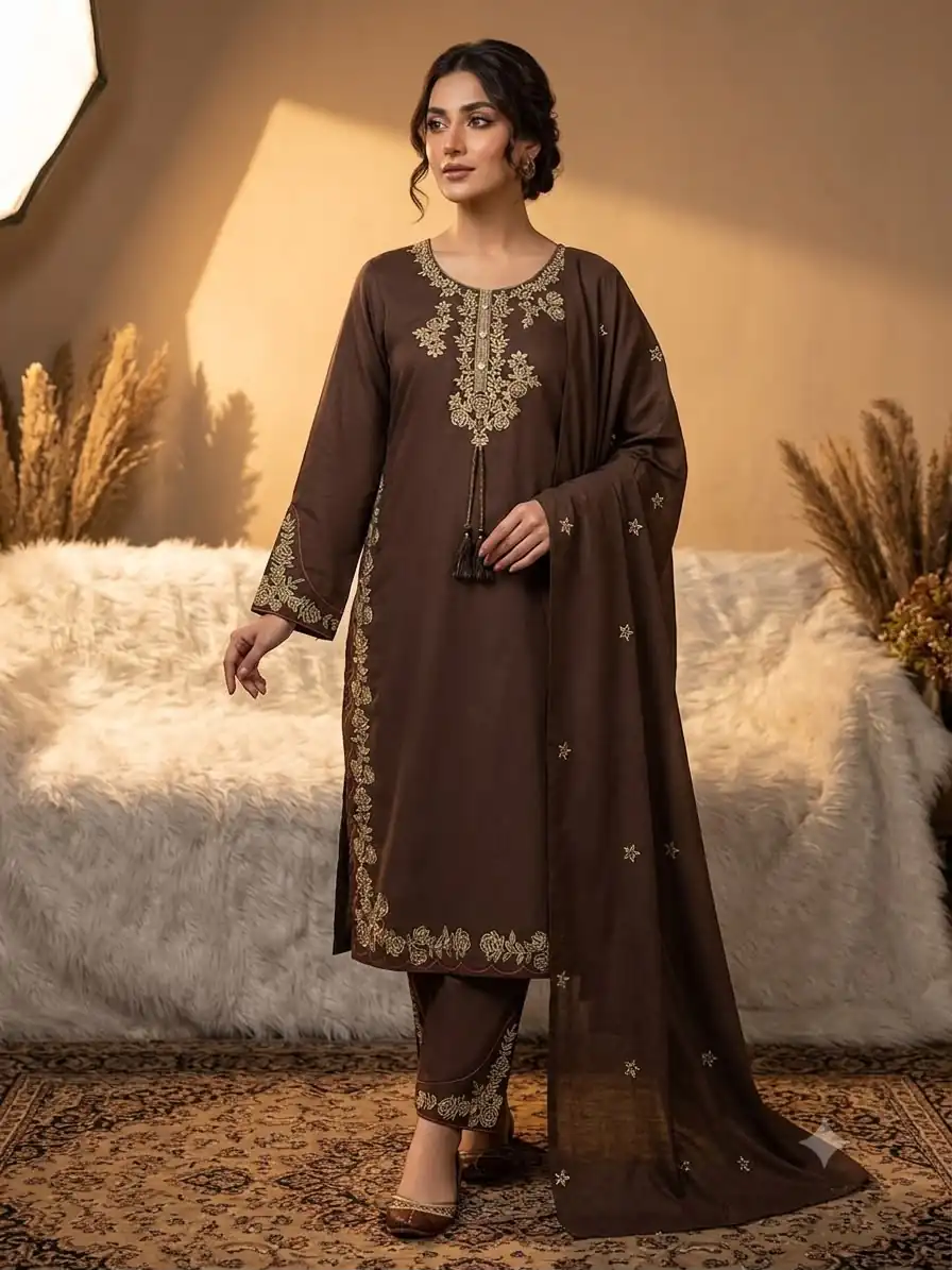 BE 473 Brown Color Roman Silk Salwar Suit with Embroidery Work. Available at ₹1999 only. Delivery 4-6 Working Days. Shop now. | Jump Suits, Salwar suit, Designer Suits, Casual Suits, Creative suits, Palazzo Suits, Party Wear Suits, Patiala Suits, Straight Suits