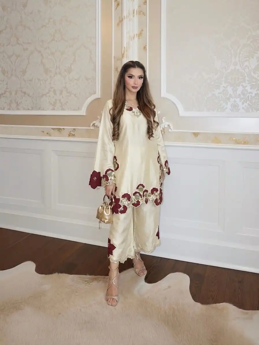 ZSR 3171 Cream Color Roman Silk Salwar Suit with Embroidery Work. Available at ₹2449 only. Delivery 4-6 Working Days. Shop now. | Jump Suits, Salwar suit, Designer Suits, Casual Suits, Creative suits, Palazzo Suits, Party Wear Suits, Patiala Suits, Straight Suits