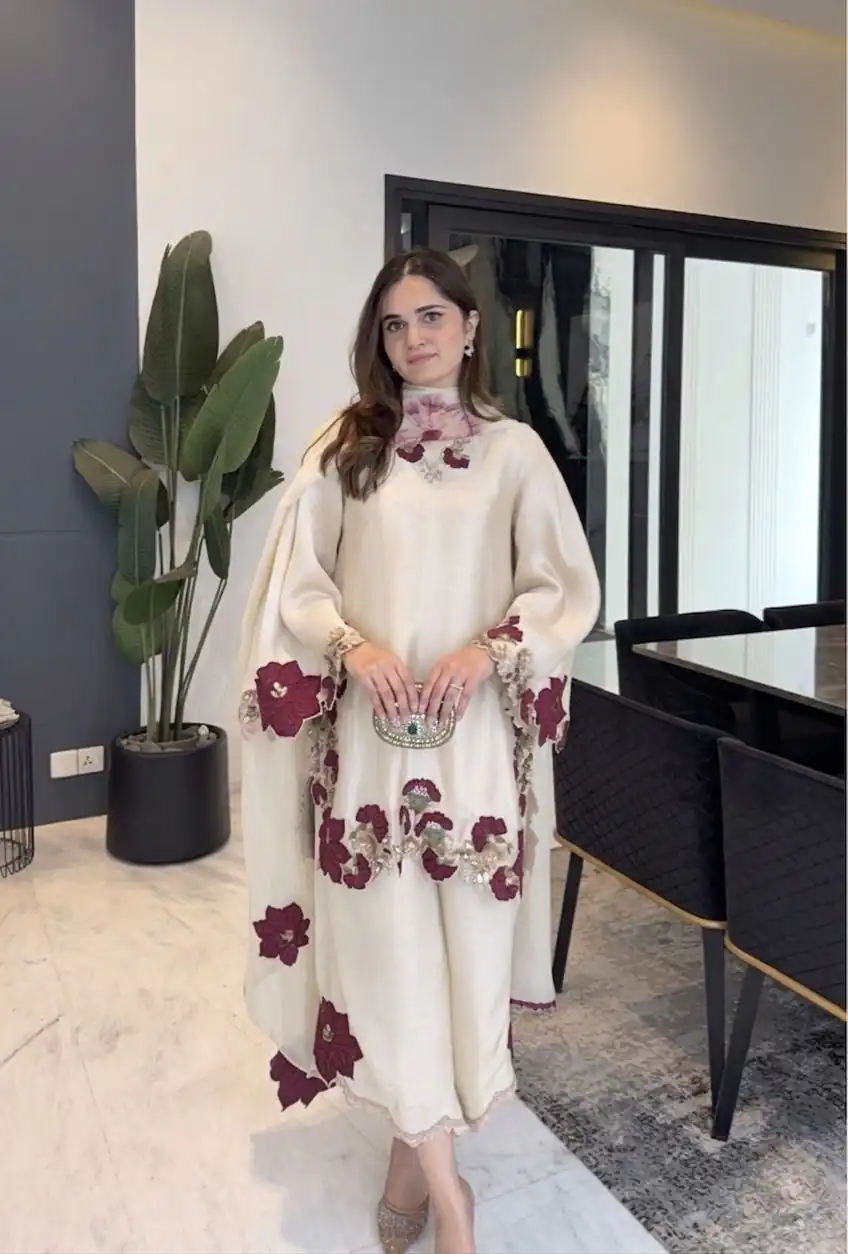 ZSR 3171 Cream Color Roman Silk Salwar Suit with Embroidery Work. Available at ₹2449 only. Delivery 4-6 Working Days. Shop now. | Jump Suits, Salwar suit, Designer Suits, Casual Suits, Creative suits, Palazzo Suits, Party Wear Suits, Patiala Suits, Straight Suits