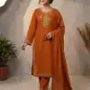 BE 473 Orange Color Roman Silk Salwar Suit with Embroidery Work. Available at ₹1999 only. Delivery 4-6 Working Days. Shop now. | Jump Suits, Salwar suit, Designer Suits, Casual Suits, Creative suits, Palazzo Suits, Party Wear Suits, Patiala Suits, Straight Suits