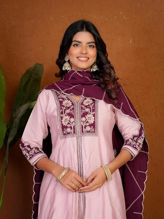 DIVA 152 Pink Color Roman Silk Salwar Suit with Embroidery Work. Available at ₹2399 only. Delivery 4-6 Working Days. Shop now. | Jump Suits, Salwar suit, Designer Suits, Casual Suits, Creative suits, Palazzo Suits, Party Wear Suits, Patiala Suits, Straight Suits