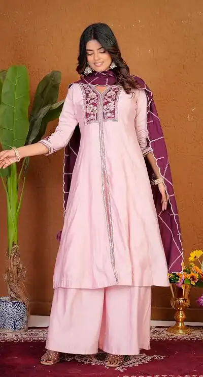 DIVA 152 Pink Color Roman Silk Salwar Suit with Embroidery Work. Available at ₹2399 only. Delivery 4-6 Working Days. Shop now. | Jump Suits, Salwar suit, Designer Suits, Casual Suits, Creative suits, Palazzo Suits, Party Wear Suits, Patiala Suits, Straight Suits
