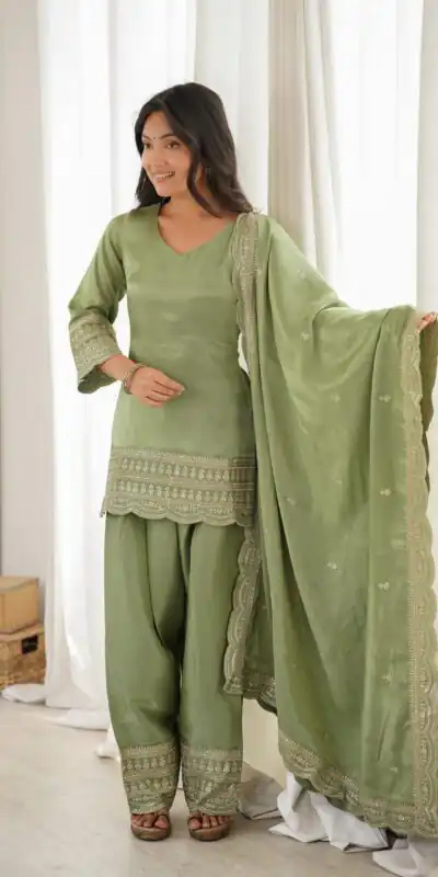 KB 304 Pista Color Roman Silk Salwar Suit with Embroidery Work. Available at ₹1999 only. Delivery 4-6 Working Days. Shop now. | Jump Suits, Salwar suit, Designer Suits, Casual Suits, Creative suits, Palazzo Suits, Party Wear Suits, Patiala Suits, Straight Suits