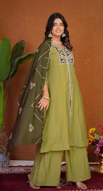 DIVA 152 Pista Color Roman Silk Salwar Suit with Embroidery Work. Available at ₹2399 only. Delivery 4-6 Working Days. Shop now. | Jump Suits, Salwar suit, Designer Suits, Casual Suits, Creative suits, Palazzo Suits, Party Wear Suits, Patiala Suits, Straight Suits