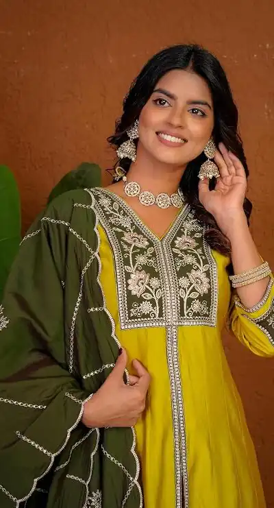 DIVA 152 Yellow Color Roman Silk Salwar Suit with Embroidery Work. Available at ₹2399 only. Delivery 4-6 Working Days. Shop now. | Jump Suits, Salwar suit, Designer Suits, Casual Suits, Creative suits, Palazzo Suits, Party Wear Suits, Patiala Suits, Straight Suits