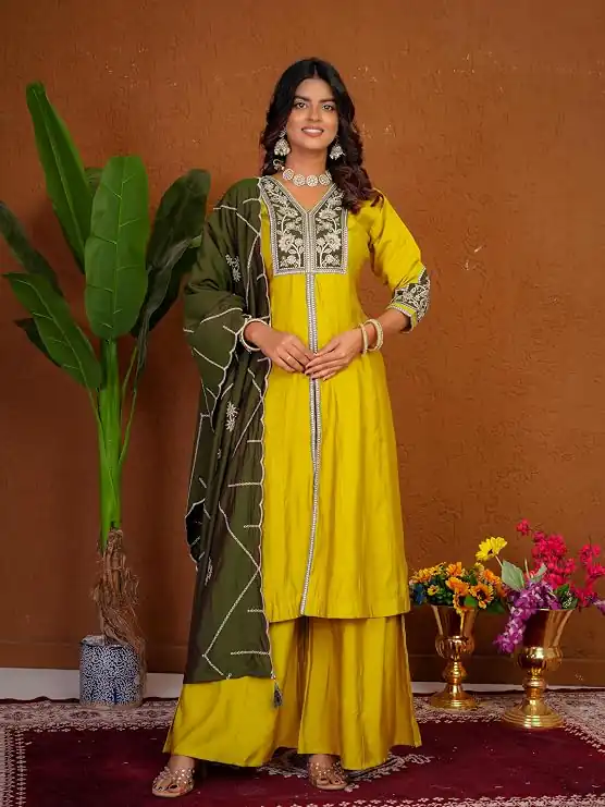 DIVA 152 Yellow Color Roman Silk Salwar Suit with Embroidery Work. Available at ₹2399 only. Delivery 4-6 Working Days. Shop now. | Jump Suits, Salwar suit, Designer Suits, Casual Suits, Creative suits, Palazzo Suits, Party Wear Suits, Patiala Suits, Straight Suits