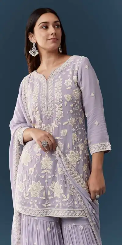 FC 727 Lavender Chiffon Georgette Salwar Suit. Perfect for Wedding, Party, Baby Shower, Pooja, Temple Visit – Grab it for ₹2599. Delivery 4-6 Work | Jump Suits, Salwar suit, Designer Suits, Casual Suits, Creative suits, Palazzo Suits, Party Wear Suits, Patiala Suits, Straight Suits