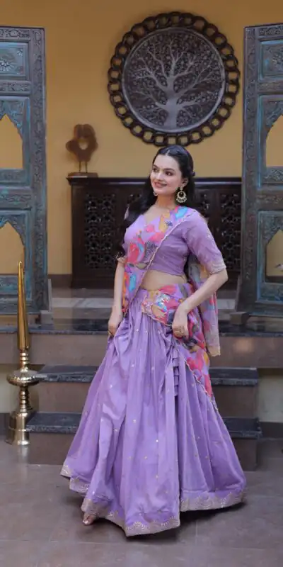 KA 5069 Lavender Cosmos Silk Lehenga Choli with Zari & Embroidery Work. Introductory Price ₹2499. Delivery 4-6 Working Days. Shop now. | Lehenga, Bollywood Lehenga, Creative Lehenga, Designer Lehenga, Embroidered Lehenga, Party Wear Lehenga
