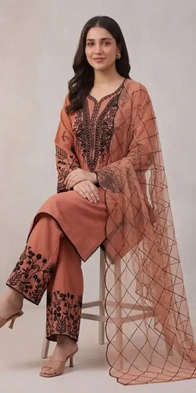 LG 2101 Rust Color Mal Cotton Embroidery Work Salwar Suit . Wedding, Party, Festive, Events, Get it for ₹2099. Delivery 4-6 Working Days. Shop now. | Jump Suits, Salwar suit, Designer Suits, Casual Suits, Creative suits, Palazzo Suits, Party Wear Suits, Patiala Suits, Straight Suits