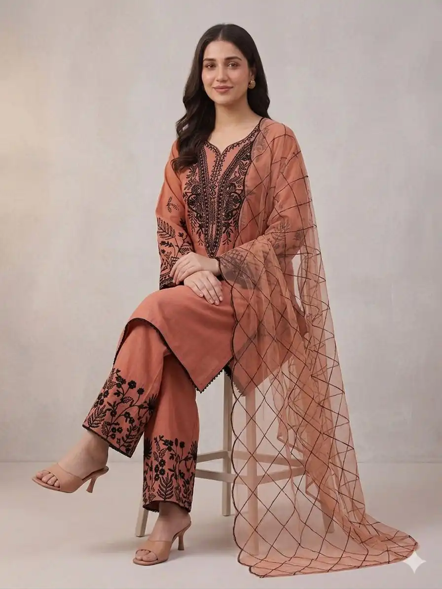 LG 2101 Rust Color Mal Cotton Embroidery Work Salwar Suit . Wedding, Party, Festive, Events, Get it for ₹2099. Delivery 4-6 Working Days. Shop now. | Jump Suits, Salwar suit, Designer Suits, Casual Suits, Creative suits, Palazzo Suits, Party Wear Suits, Patiala Suits, Straight Suits