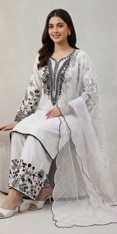 LG 2101 White Color Mal Cotton Embroidery Work Salwar Suit . Wedding, Party, Festive, Events, Get it for ₹2099. Delivery 4-6 Working Days. Shop now. | Jump Suits, Salwar suit, Designer Suits, Casual Suits, Creative suits, Palazzo Suits, Party Wear Suits, Patiala Suits, Straight Suits
