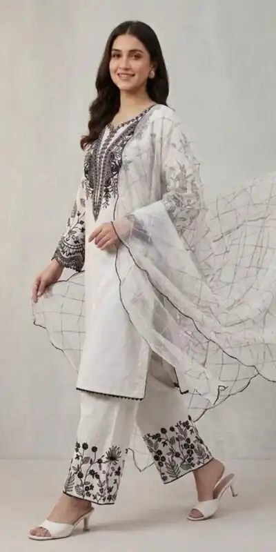 LG 2101 White Color Mal Cotton Embroidery Work Salwar Suit . Wedding, Party, Festive, Events, Get it for ₹2099. Delivery 4-6 Working Days. Shop now. | Jump Suits, Salwar suit, Designer Suits, Casual Suits, Creative suits, Palazzo Suits, Party Wear Suits, Patiala Suits, Straight Suits