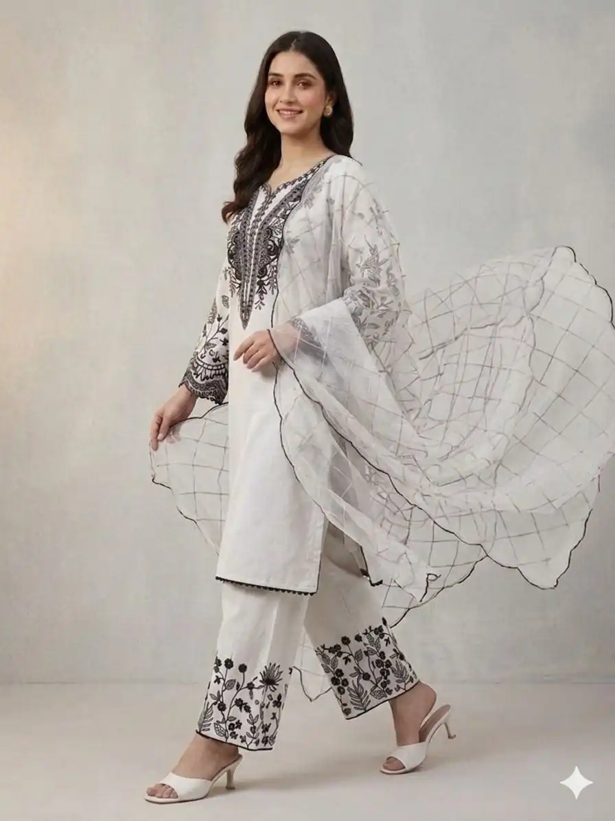 LG 2101 White Color Mal Cotton Embroidery Work Salwar Suit . Wedding, Party, Festive, Events, Get it for ₹2099. Delivery 4-6 Working Days. Shop now. | Jump Suits, Salwar suit, Designer Suits, Casual Suits, Creative suits, Palazzo Suits, Party Wear Suits, Patiala Suits, Straight Suits