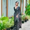 NC 5603 Black Color Satin Crap Saree with Mirror Work. Introductory Price ₹1799. Delivery Online 4-6 Working Days. Shop now. | Sarees, Bollywood Sarees, Creative Sarees, Designer Sarees, Embroidered Sarees, Ethnic Saree, Modern Digital sarees, Party Wear Sarees