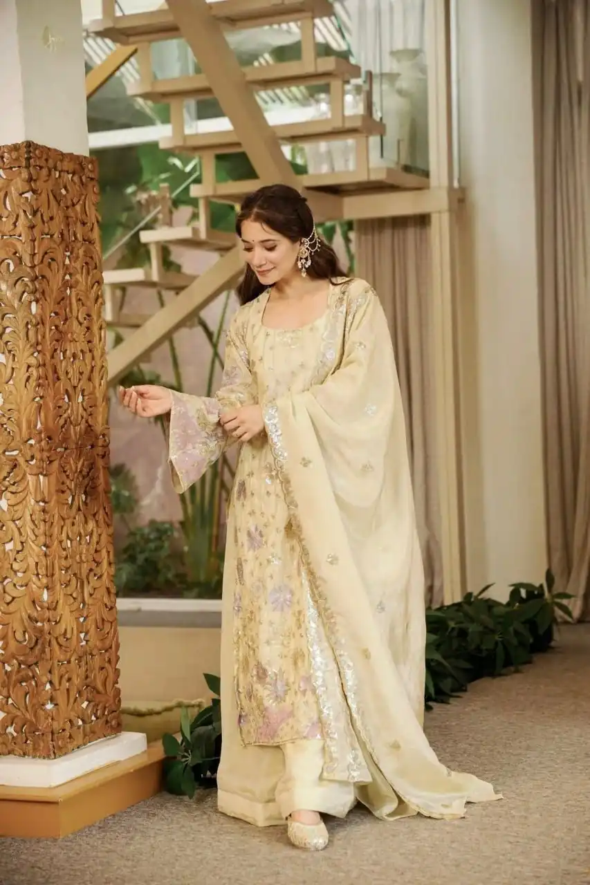 RTC 6030 Cream Vichitra Silk Salwar Suit with Embroidery Work. Wedding, Party, Festive, Events, Grab it for ₹2649. Delivery 4-6 Working Days. Shop now. | Jump Suits, Salwar suit, Designer Suits, Casual Suits, Creative suits, Palazzo Suits, Party Wear Suits, Patiala Suits, Straight Suits