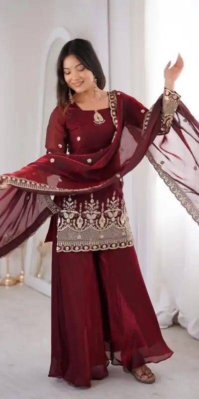 ZSR 3168 Maroon Color Fendy Silk With Embroidery Work Salwar Suit. Get it for ₹2149. Delivery 4-6 Working Days. Online Shop now. | Jump Suits, Salwar suit, Designer Suits, Casual Suits, Creative suits, Palazzo Suits, Party Wear Suits, Patiala Suits, Straight Suits