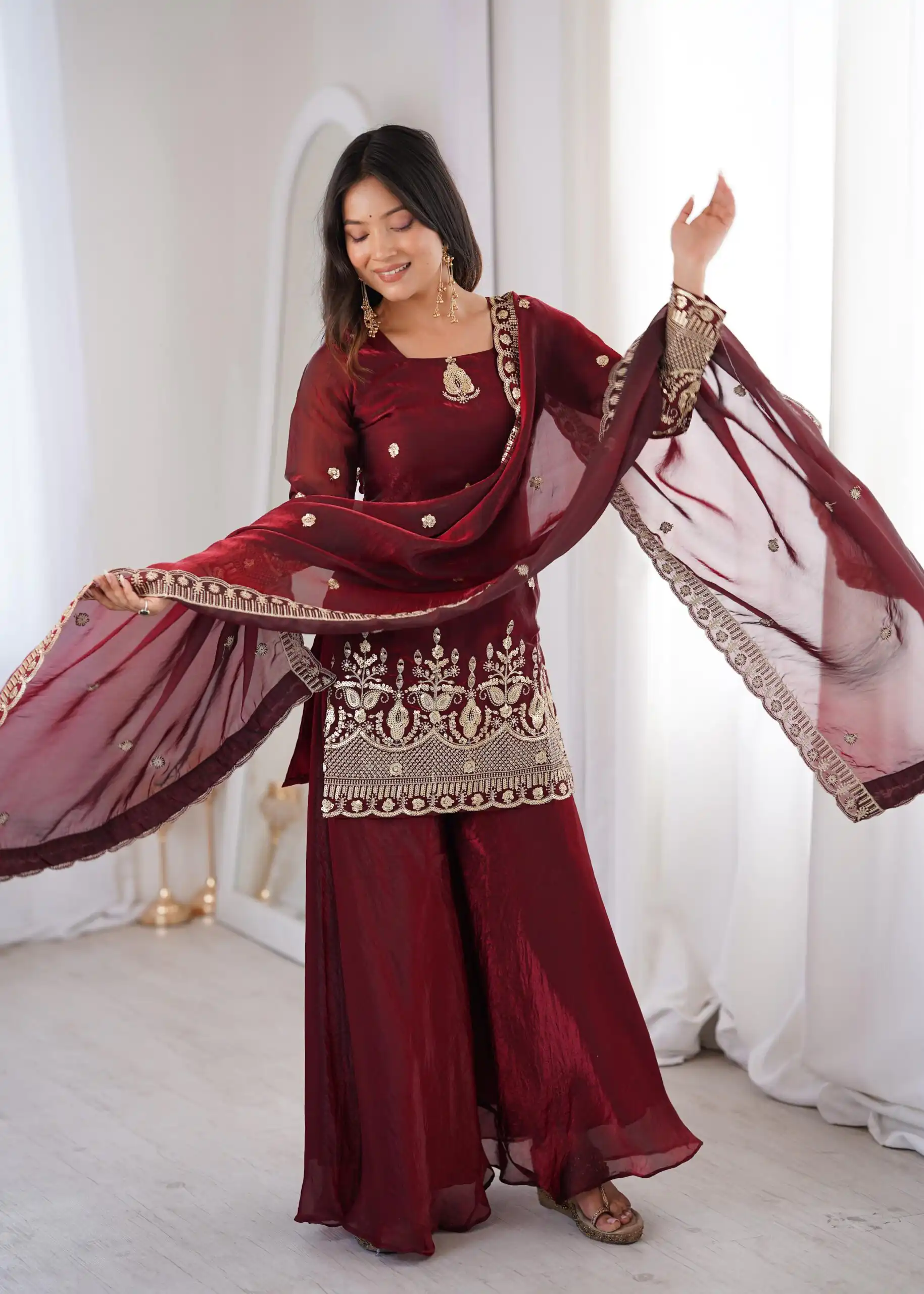 ZSR 3168 Maroon Color Fendy Silk With Embroidery Work Salwar Suit. Get it for ₹2149. Delivery 4-6 Working Days. Online Shop now. | Jump Suits, Salwar suit, Designer Suits, Casual Suits, Creative suits, Palazzo Suits, Party Wear Suits, Patiala Suits, Straight Suits