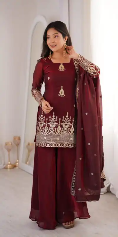 ZSR 3168 Maroon Color Fendy Silk With Embroidery Work Salwar Suit. Get it for ₹2149. Delivery 4-6 Working Days. Online Shop now. | Jump Suits, Salwar suit, Designer Suits, Casual Suits, Creative suits, Palazzo Suits, Party Wear Suits, Patiala Suits, Straight Suits