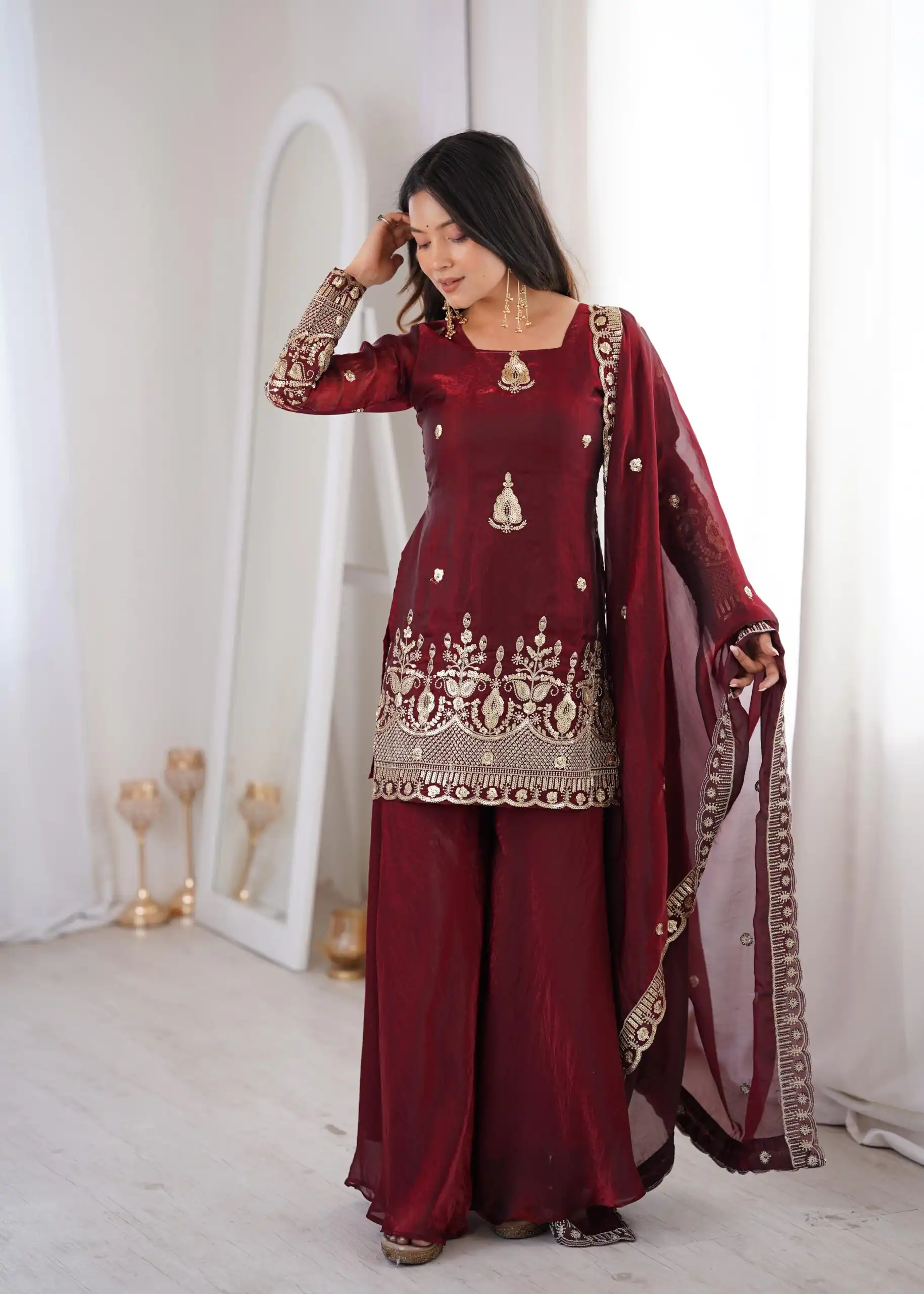 ZSR 3168 Maroon Color Fendy Silk With Embroidery Work Salwar Suit. Get it for ₹2149. Delivery 4-6 Working Days. Online Shop now. | Jump Suits, Salwar suit, Designer Suits, Casual Suits, Creative suits, Palazzo Suits, Party Wear Suits, Patiala Suits, Straight Suits
