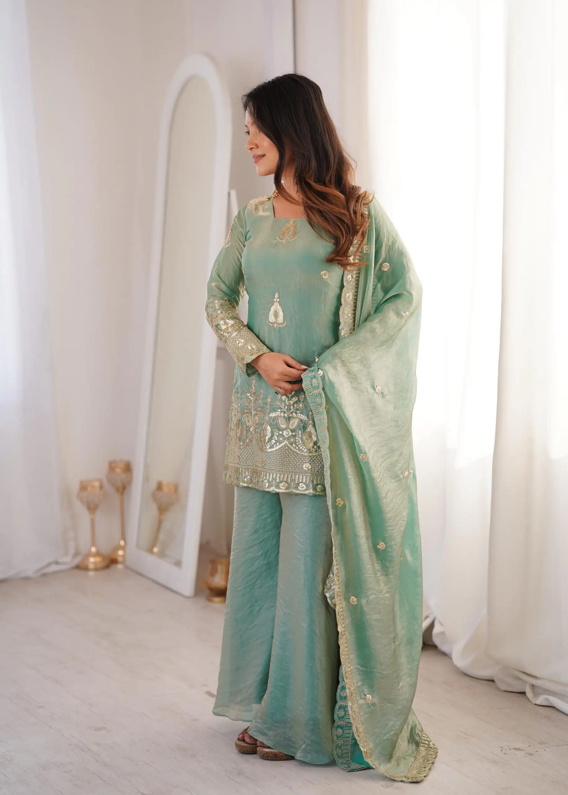 ZSR 3168 Sea Green Color Fendy Silk With Embroidery Work Salwar Suit. Get it for ₹2149. Delivery 4-6 Working Days. Online Shop now. | Jump Suits, Salwar suit, Designer Suits, Casual Suits, Creative suits, Palazzo Suits, Party Wear Suits, Patiala Suits, Straight Suits