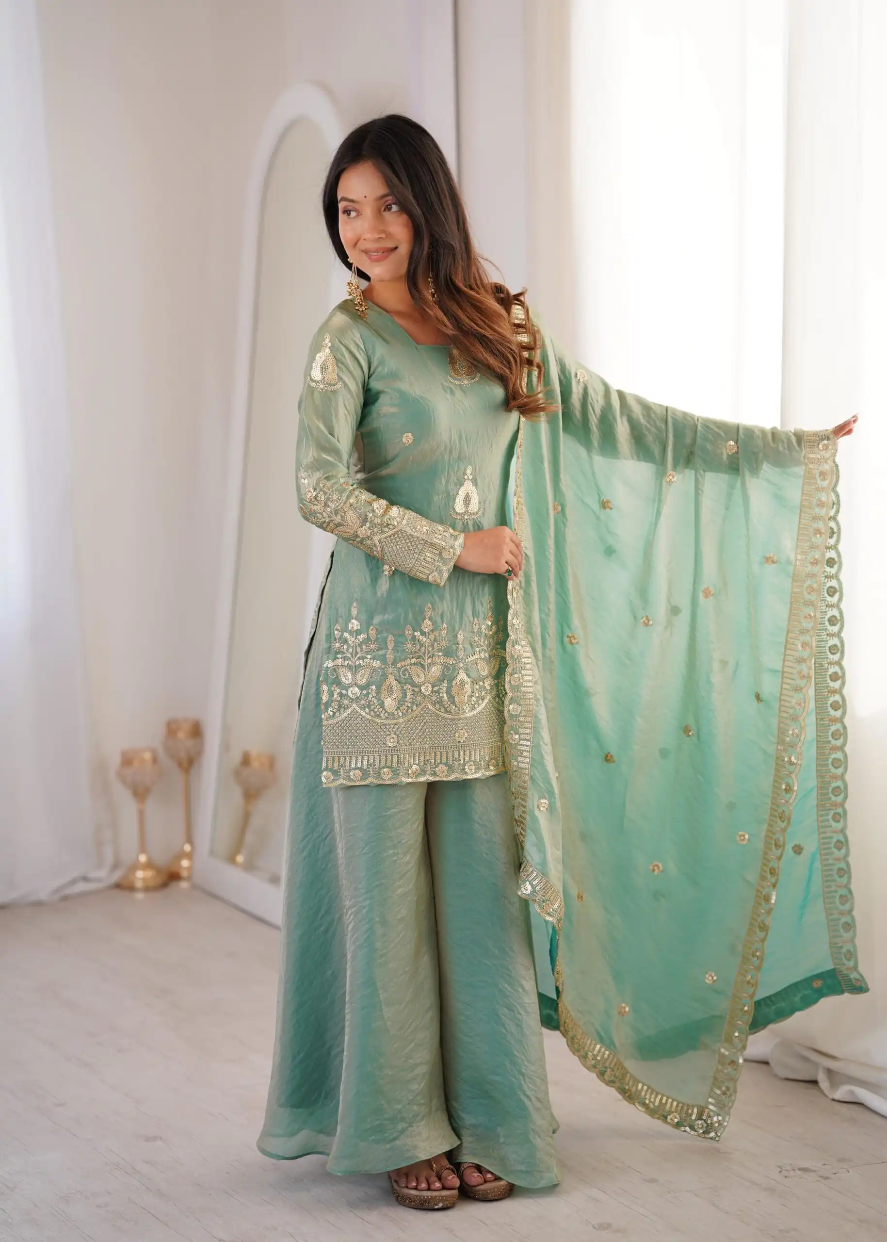 ZSR 3168 Sea Green Color Fendy Silk With Embroidery Work Salwar Suit. Get it for ₹2149. Delivery 4-6 Working Days. Online Shop now. | Jump Suits, Salwar suit, Designer Suits, Casual Suits, Creative suits, Palazzo Suits, Party Wear Suits, Patiala Suits, Straight Suits