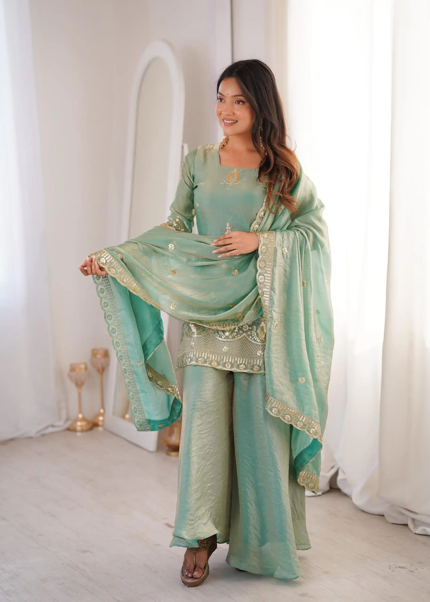 ZSR 3168 Sea Green Color Fendy Silk With Embroidery Work Salwar Suit. Get it for ₹2149. Delivery 4-6 Working Days. Online Shop now. | Jump Suits, Salwar suit, Designer Suits, Casual Suits, Creative suits, Palazzo Suits, Party Wear Suits, Patiala Suits, Straight Suits