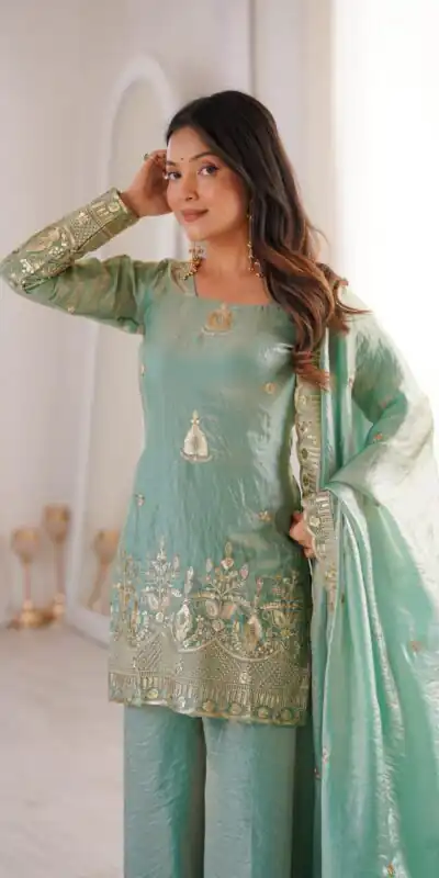 ZSR 3168 Sea Green Color Fendy Silk With Embroidery Work Salwar Suit. Get it for ₹2149. Delivery 4-6 Working Days. Online Shop now. | Jump Suits, Salwar suit, Designer Suits, Casual Suits, Creative suits, Palazzo Suits, Party Wear Suits, Patiala Suits, Straight Suits