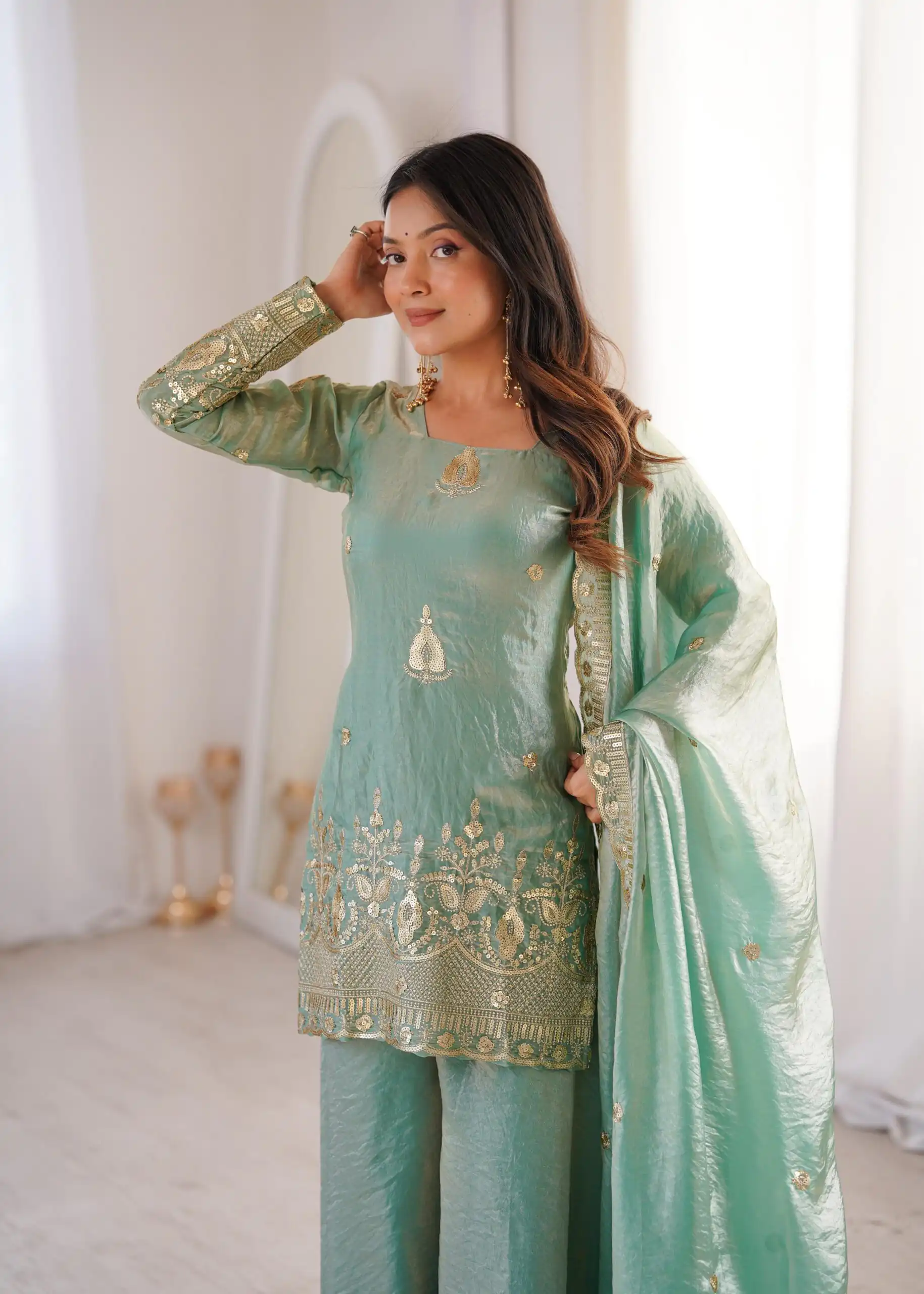 ZSR 3168 Sea Green Color Fendy Silk With Embroidery Work Salwar Suit. Get it for ₹2149. Delivery 4-6 Working Days. Online Shop now. | Jump Suits, Salwar suit, Designer Suits, Casual Suits, Creative suits, Palazzo Suits, Party Wear Suits, Patiala Suits, Straight Suits