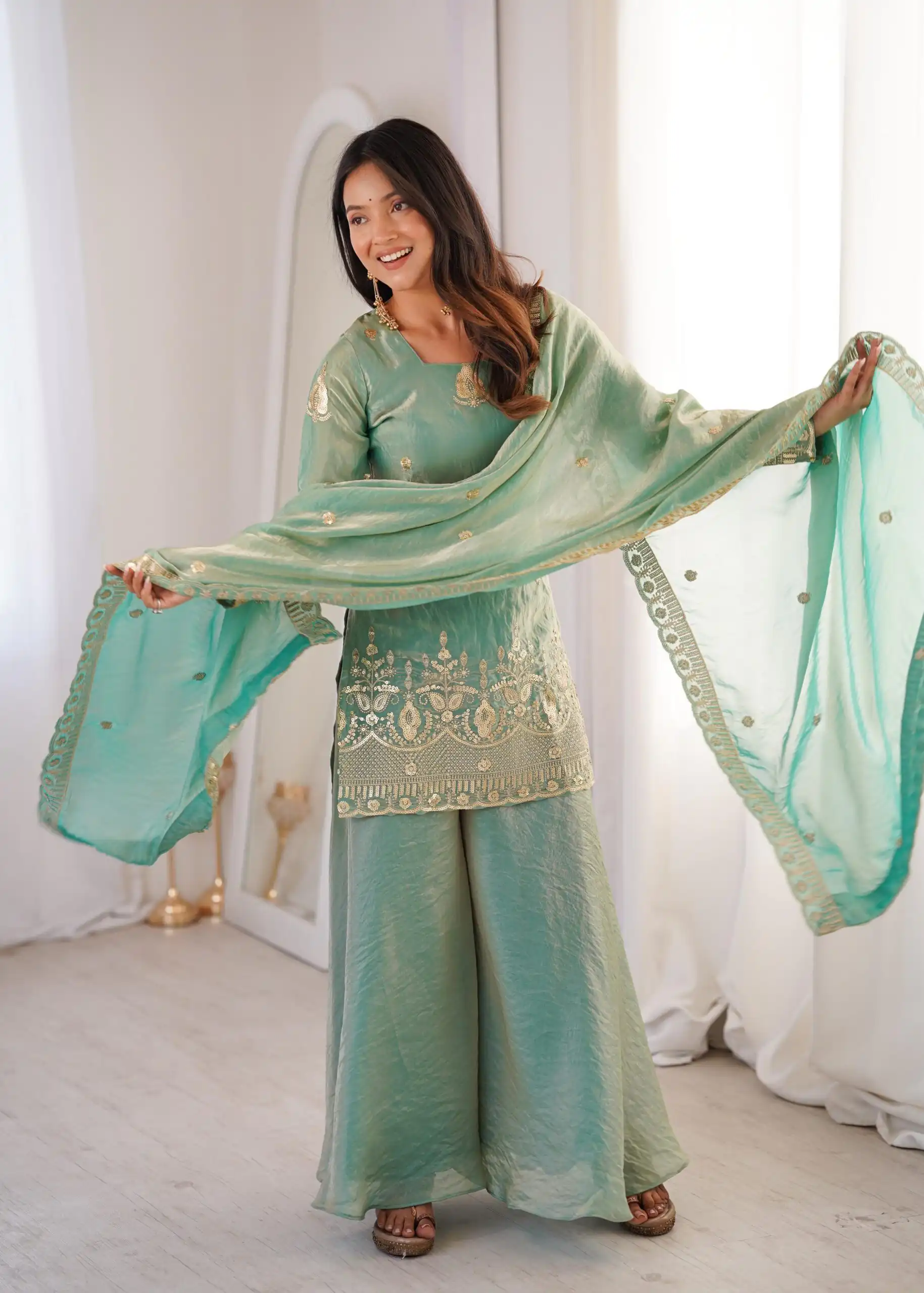 ZSR 3168 Sea Green Color Fendy Silk With Embroidery Work Salwar Suit. Get it for ₹2149. Delivery 4-6 Working Days. Online Shop now. | Jump Suits, Salwar suit, Designer Suits, Casual Suits, Creative suits, Palazzo Suits, Party Wear Suits, Patiala Suits, Straight Suits