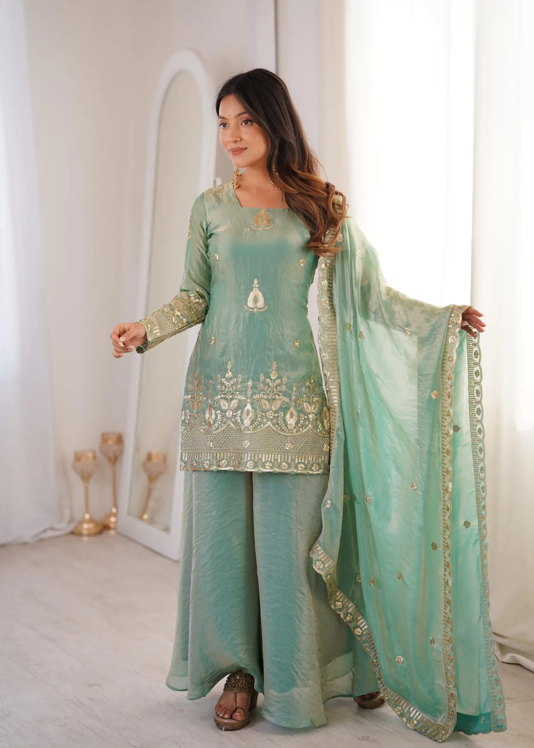 ZSR 3168 Sea Green Color Fendy Silk With Embroidery Work Salwar Suit. Get it for ₹2149. Delivery 4-6 Working Days. Online Shop now. | Jump Suits, Salwar suit, Designer Suits, Casual Suits, Creative suits, Palazzo Suits, Party Wear Suits, Patiala Suits, Straight Suits