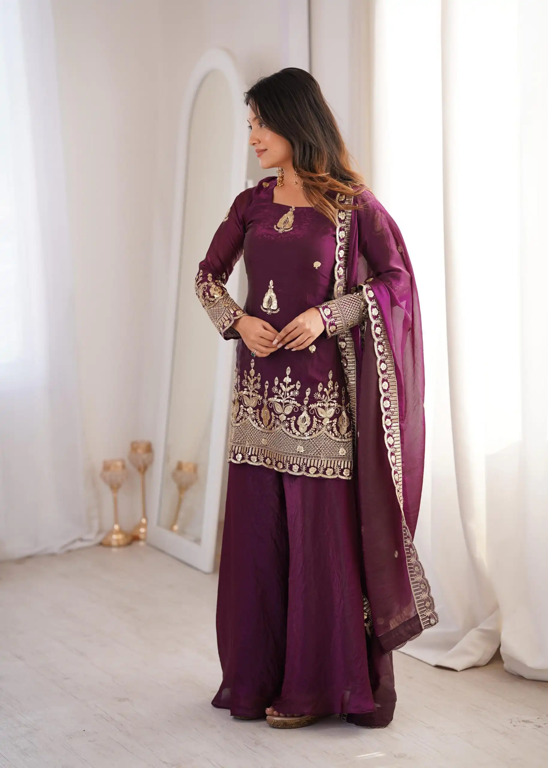 ZSR 3168 Wine Color Fendy Silk With Embroidery Work Salwar Suit. Get it for ₹2149. Delivery 4-6 Working Days. Online Shop now. | Jump Suits, Salwar suit, Designer Suits, Casual Suits, Creative suits, Palazzo Suits, Party Wear Suits, Patiala Suits, Straight Suits