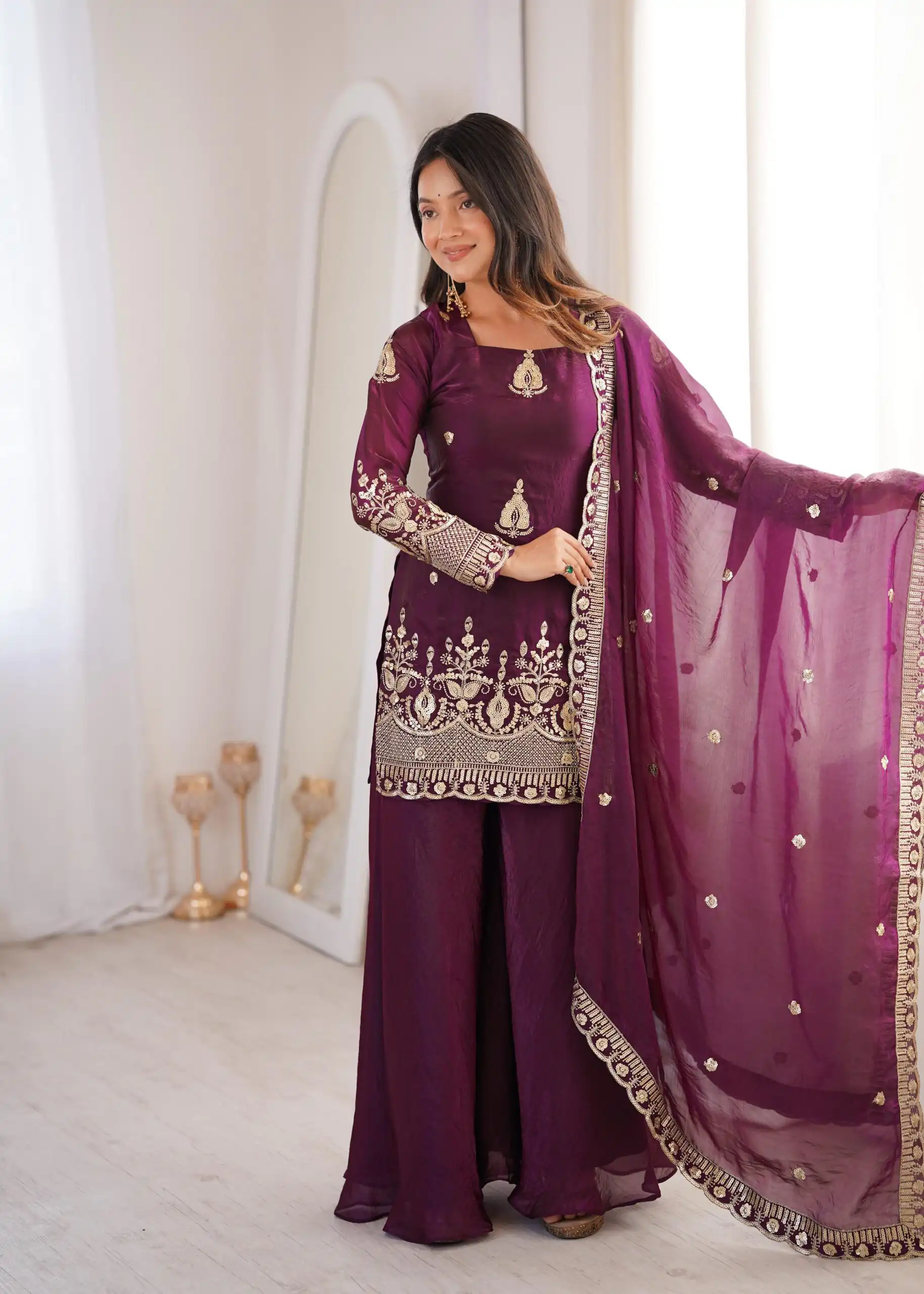 ZSR 3168 Wine Color Fendy Silk With Embroidery Work Salwar Suit. Get it for ₹2149. Delivery 4-6 Working Days. Online Shop now. | Jump Suits, Salwar suit, Designer Suits, Casual Suits, Creative suits, Palazzo Suits, Party Wear Suits, Patiala Suits, Straight Suits