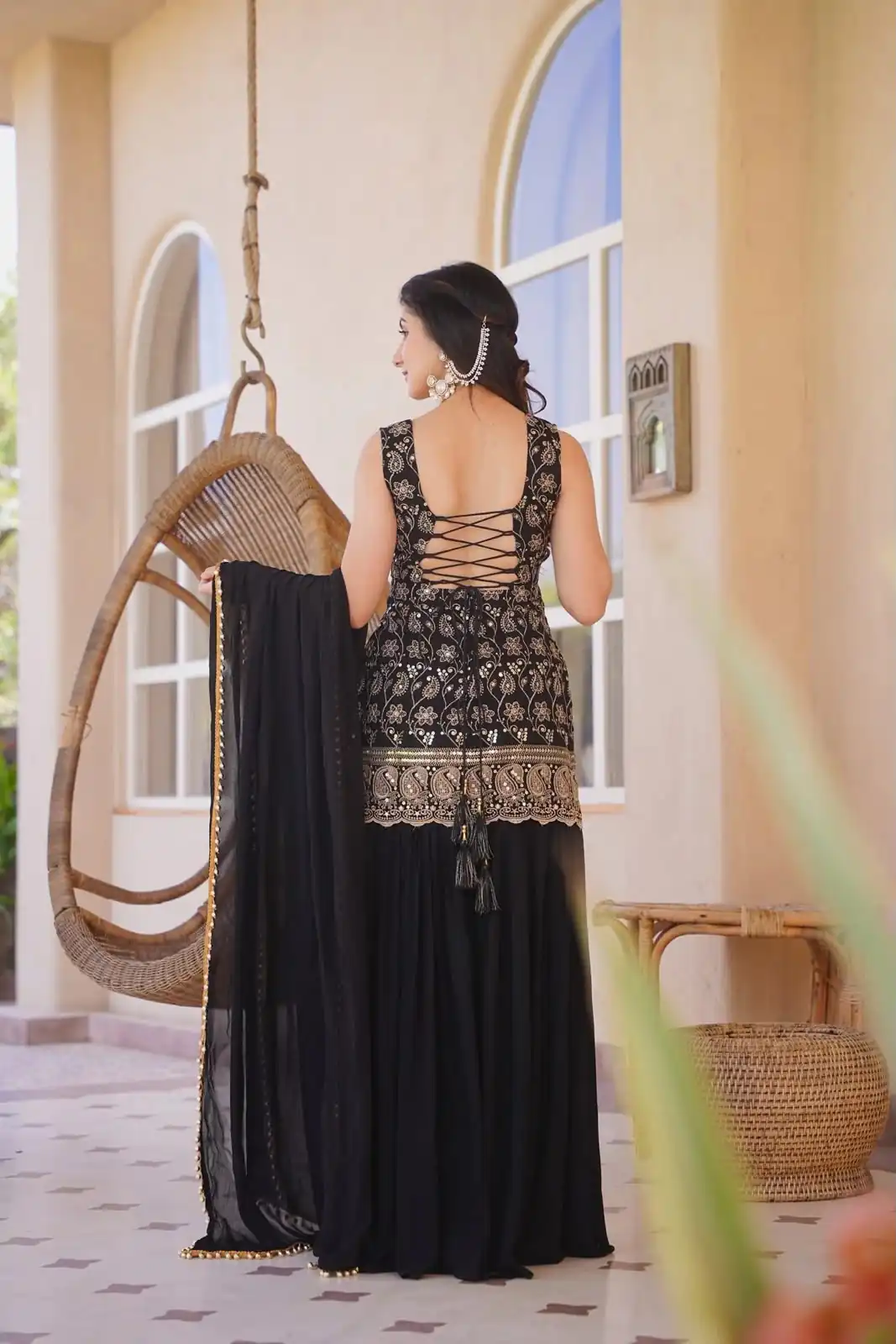 MD 3093 Black Blooming Faux Georgette Salwar Suit Perfect for Wedding, Party, Makar Sankranti, Baby Shower, Traditional Day – . Special Price ₹2149. Deliv | Jump Suits, Salwar suit, Designer Suits, Casual Suits, Creative suits, Palazzo Suits, Party Wear Suits, Patiala Suits, Straight Suits