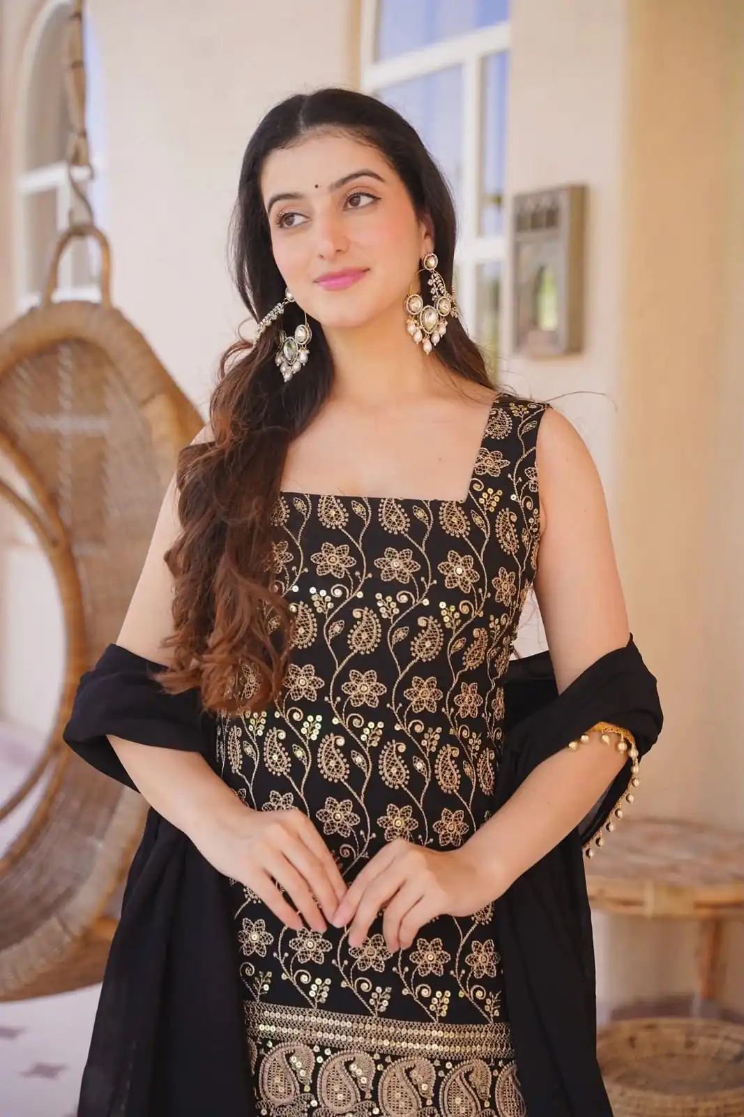 MD 3093 Black Blooming Faux Georgette Salwar Suit Perfect for Wedding, Party, Makar Sankranti, Baby Shower, Traditional Day – . Special Price ₹2149. Deliv | Jump Suits, Salwar suit, Designer Suits, Casual Suits, Creative suits, Palazzo Suits, Party Wear Suits, Patiala Suits, Straight Suits