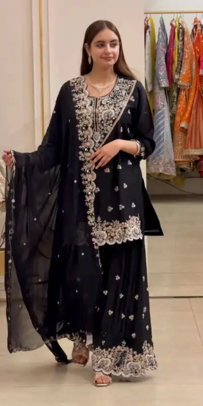 RTC 6031 Black Faux Georgette Salwar Suit Perfect for Wedding, Party, Family Gatherings, Sangeet, Housewarming – . Affordable Price ₹2049. Days | Jump Suits, Salwar suit, Designer Suits, Casual Suits, Creative suits, Palazzo Suits, Party Wear Suits, Patiala Suits, Straight Suits
