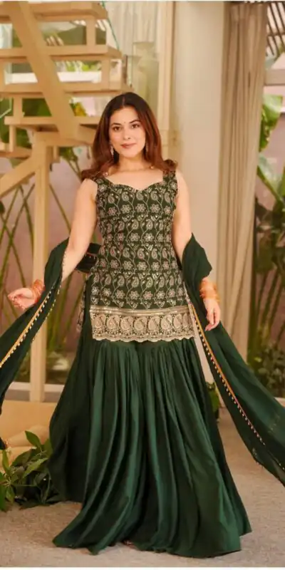MD 3093 Green Blooming Faux Georgette Salwar Suit Perfect for Wedding, Party, Makar Sankranti, Baby Shower, Traditional Day – . Special Price ₹2149. Deliv | Jump Suits, Salwar suit, Designer Suits, Casual Suits, Creative suits, Palazzo Suits, Party Wear Suits, Patiala Suits, Straight Suits