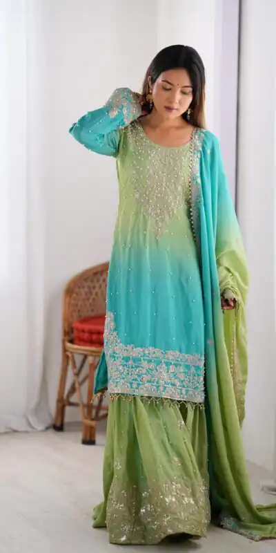 KD 1498 Green Color Chinon Silk Designer Work Salwar Suit in Get it for ₹2499. Delivery 4-6 Working Days. Online Shop now. | Jump Suits, Salwar suit, Designer Suits, Casual Suits, Creative suits, Palazzo Suits, Party Wear Suits, Patiala Suits, Straight Suits