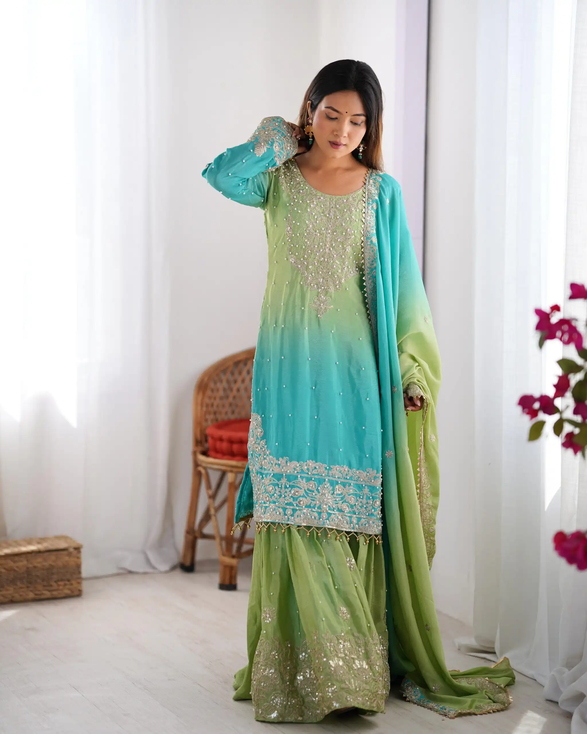 KD 1498 Green Color Chinon Silk Designer Work Salwar Suit in Get it for ₹2499. Delivery 4-6 Working Days. Online Shop now. | Jump Suits, Salwar suit, Designer Suits, Casual Suits, Creative suits, Palazzo Suits, Party Wear Suits, Patiala Suits, Straight Suits