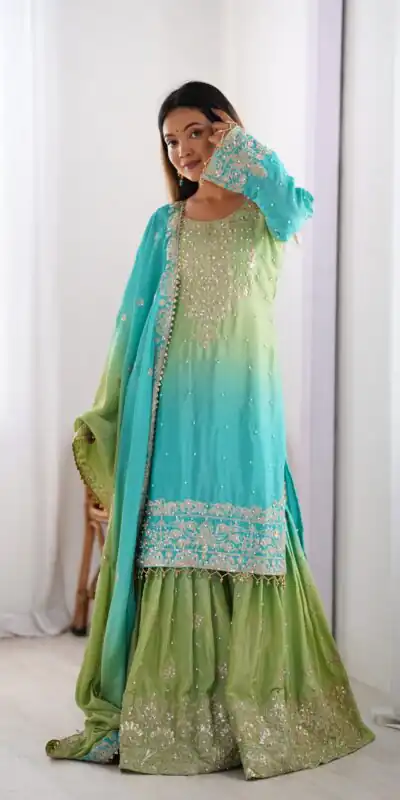 KD 1498 Green Color Chinon Silk Designer Work Salwar Suit in Get it for ₹2499. Delivery 4-6 Working Days. Online Shop now. | Jump Suits, Salwar suit, Designer Suits, Casual Suits, Creative suits, Palazzo Suits, Party Wear Suits, Patiala Suits, Straight Suits