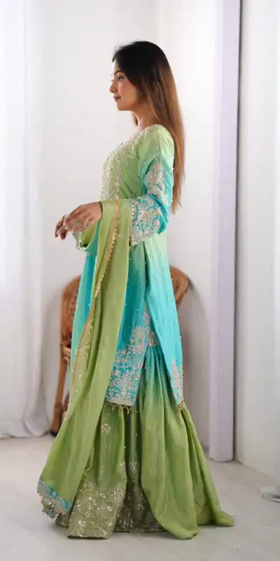 KD 1498 Green Color Chinon Silk Designer Work Salwar Suit in Get it for ₹2499. Delivery 4-6 Working Days. Online Shop now. | Jump Suits, Salwar suit, Designer Suits, Casual Suits, Creative suits, Palazzo Suits, Party Wear Suits, Patiala Suits, Straight Suits